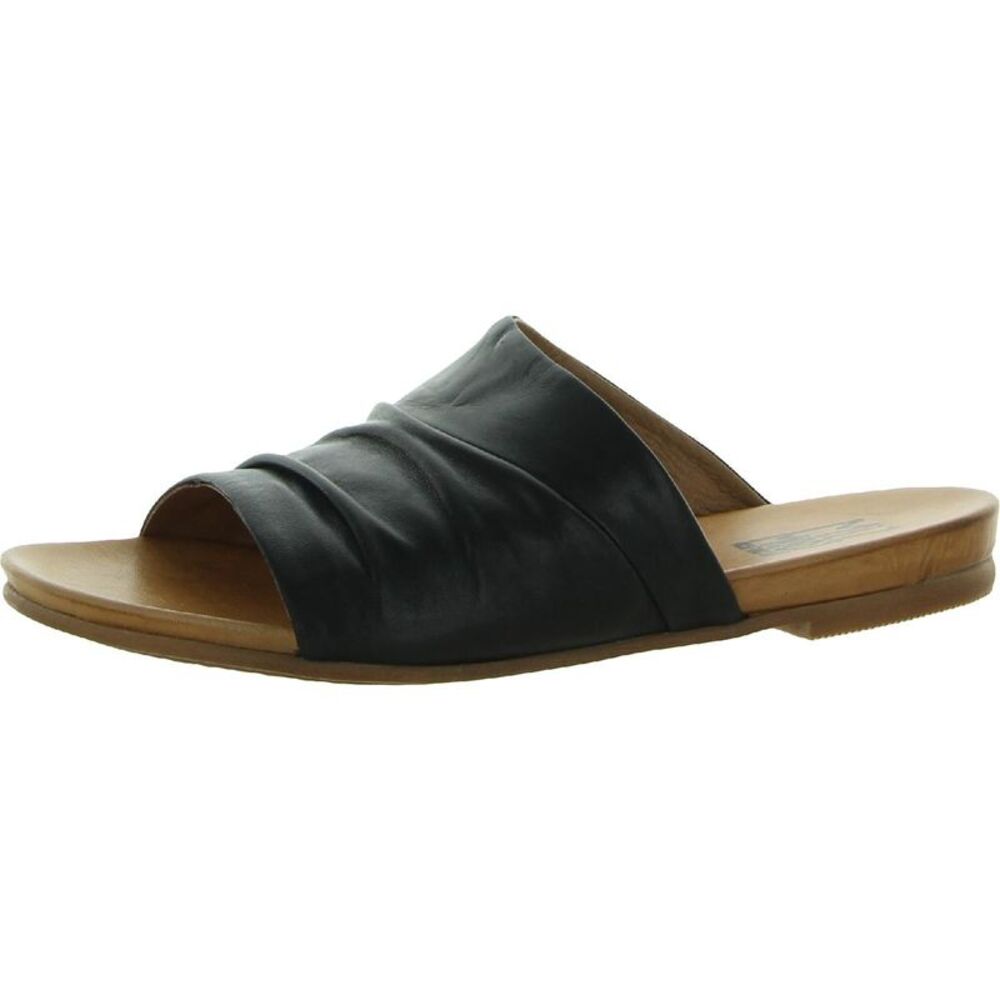 Miz Mooz Black Sandals with Pleated Leather Design